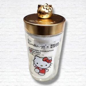 The Creme Shop x Hello Kitty Reusable Jar With 80 Exfoliating Cotton Pads BNIB